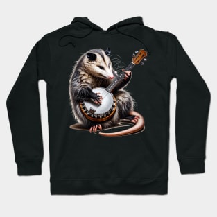 Opossum playing a banjo Hoodie